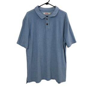 Birdwell Polo Mens 3XL Blue Terry Cloth Short Sleeve Button Collar